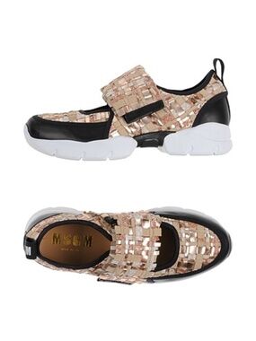 MSGM Mary Jane Woven Leather Sneakers